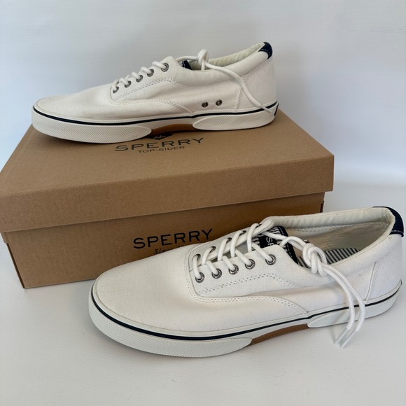 Sperry Other - Sperry Top-Sider Mens White Canvas Boat Shoes Sneakers Size‎ 12 STS22131